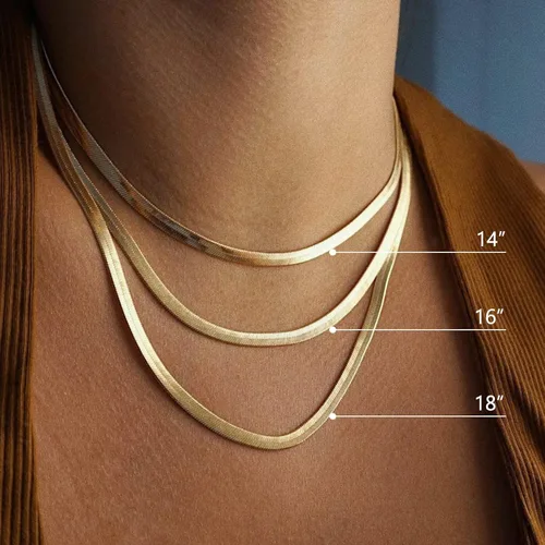 Vista 9 de DEARMAY 14K Gold Necklaces for Women, Dainty Gold Herringbone Choker Necklace for Women Thin Layered Chunky Snake Chain Necklaces Jewelry for Teen