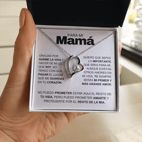 Vista 3 de LEXPO Regalo Para Mama Personalizado Collar Madre, Madrastra, Amor, Aniversario, Cumpleaños, Celebración - FL232P, Acero inoxidable, Circonia cúbica
