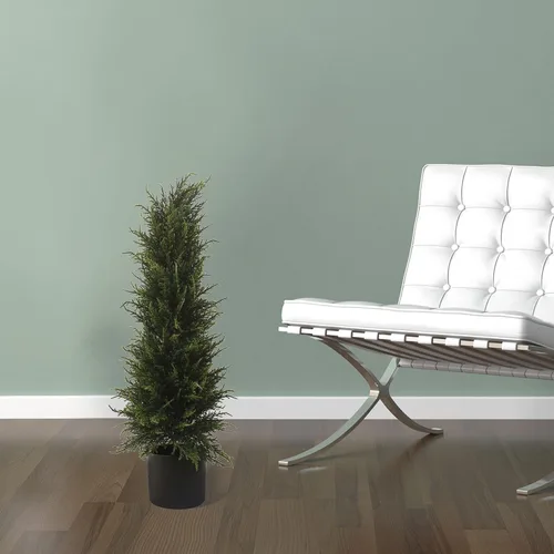 Vista 5 de Árbol topiario de cedro de 2.75 pies para puerta de porche delantera, arbustos falsos, planta de ciprés de pino y cedro, árbol artificial en maceta