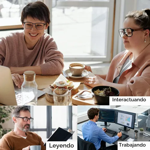 Vista 2 de CARA 2 Pack Progressive Reading Glasses, TR90 Multifocus Readers Rango estándar progresivo de 20 pies - Negro y azul