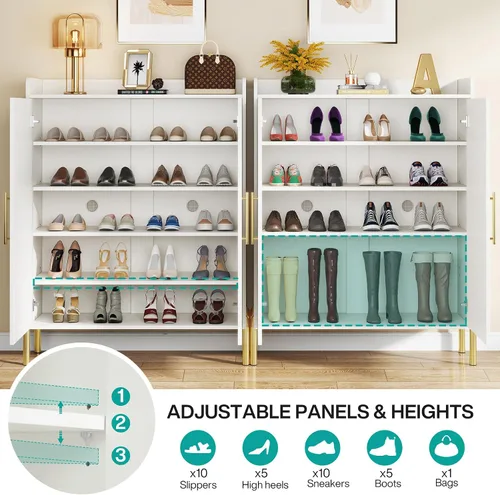 Vista 5 de Tribesigns - Zapatero Grande con Puertas de 6 Niveles, Gabinete de Almacenamiento de Zapatos para Entrada con Estantes, Organizador para 30 Pares