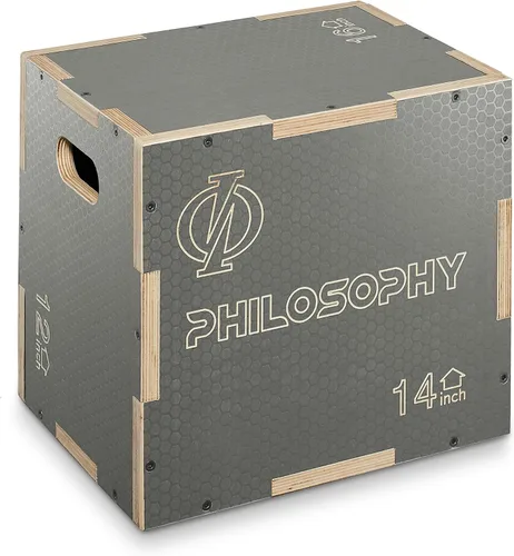 Vista 8 de Philosophy Gym Caja pliométrica de madera antideslizante 3 en 1 para entrenamiento y acondicionamiento Negro