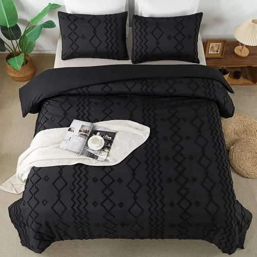 Vista 15 de Andency Edredón individual caqui, ropa de cama geométrica copetuda de 2 01 - Caqui