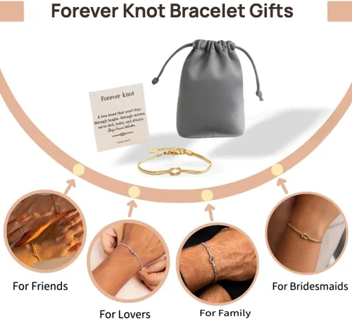Vista 8 de Pulseras a Juego para Parejas – Pulseras BFF con Nudo de Amor de Promesa Infinita para Mujeres y Hombres, Joyería de Amistad Hipoalergénica que No