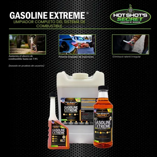 Vista 4 de Hot Shot's Secret Gasoline Extreme - Limpiador de sistema de combustible concentrado de 12 onzas, aditivo de combustible para motores de gasolina