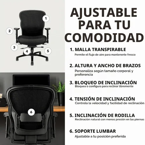Vista 3 de HON Silla ejecutiva grande y alta con tela de malla y brazos ajustables, negra (VL705)