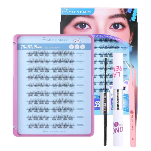 Vista 12 de MLEN DIARY Kit de 80 racimos de pestañas naturales, rizo C, kit de extensiones de pestañas con pinzas removedoras de pestañas de 0.335-0.492 in