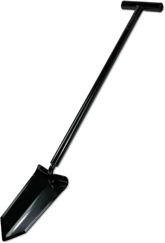 Vista 4 de TerraX Master Digger - Pala con mango en T de raíz/césped de 34 pulgadas y excavadora de mano de doble dentada con funda para cinturón, paisajismo