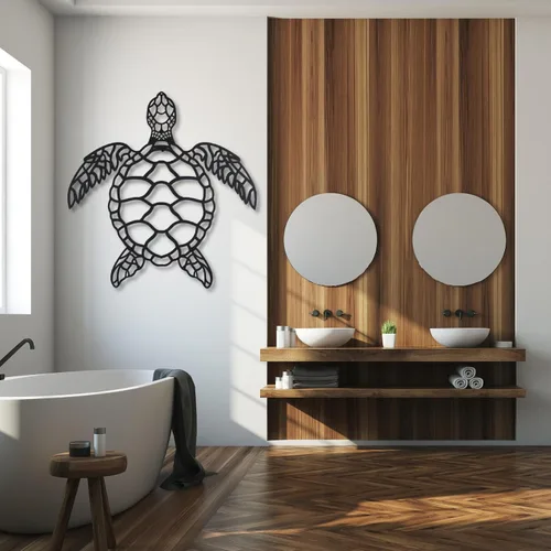 Vista 4 de Decoración de pared de tortuga marina de metal, arte de pared de tortuga marina, decoración de pared de tortuga, vida marina de metal, decoración