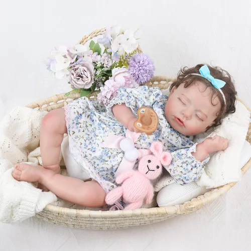 Vista 5 de KSBD Muñecas realistas de bebé recién nacido, niña de 20 pulgadas durmiendo recién nacida con cuerpo suave y pesado, regalo de Navidad y cumpleaños