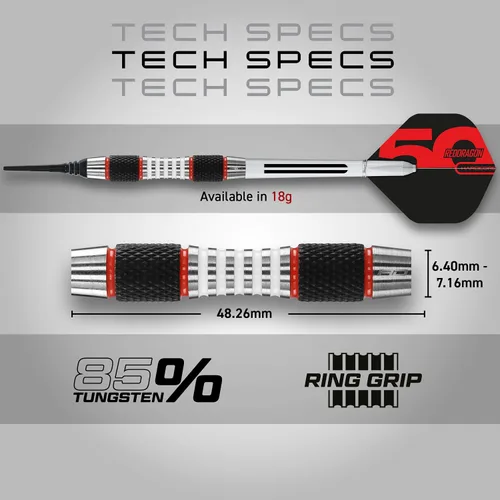 Vista 4 de RED DRAGON Axis Professional Darts Set - 85% Tungsten Darts with Flights, Shafts & Wallet - Available in Multiple Colors, Soft Tip 18g and Steel Tip