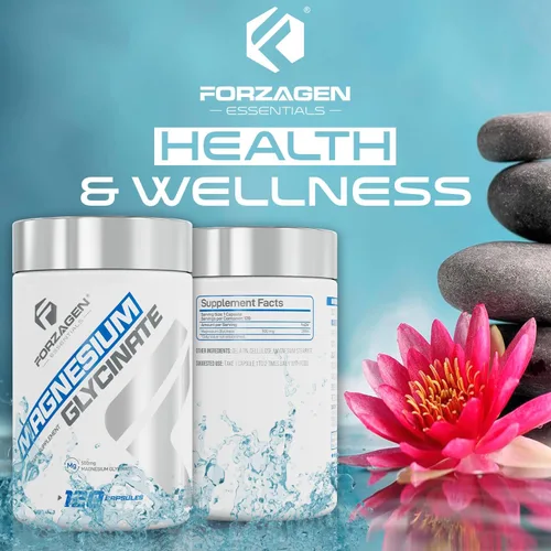 Vista 6 de Forzagen Suplemento de glicinato de magnesio, 500 mg, 120 cápsulas, apoyo mineral esencial para la función nerviosa, la salud muscular