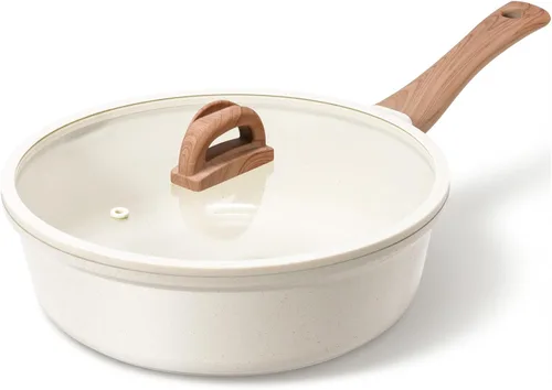 Vista 12 de Cacerola antiadherente de cerámica con tapa, olla pequeña antiadherente de 2.0 cuartos de galón con mango que se mantiene fresco, olla de cocción