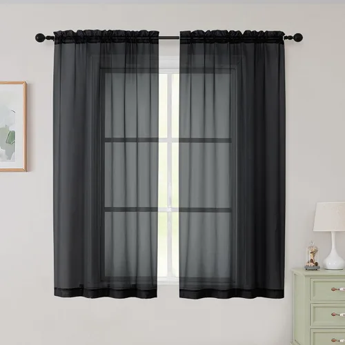 Vista 285 de 2 paneles de cortinas traslúcidas blancas para dormitorio, sala de estar, 96 pulgadas de largo, modernas, suaves, ligeras, con bolsillo para barra