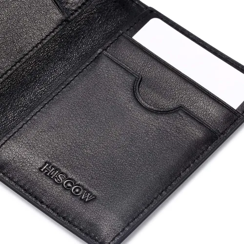 Vista 5 de Slim Leather Credit Card Holder 4cc for Men & Women, Italian Calfskin (Black)