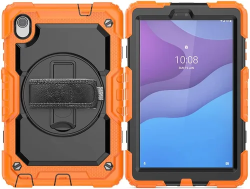 Vista 9 de Funda para Lenovo Tab M8 HD 8 pulgadas TB-8505F/8505X/8705F con protector de pantalla de grado militar a prueba de golpes resistente caso con Negro