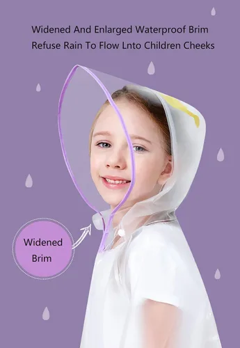 Vista 7 de Poncho de lluvia con capucha para niños y niñas, impermeable y duradero para exteriores, impermeable