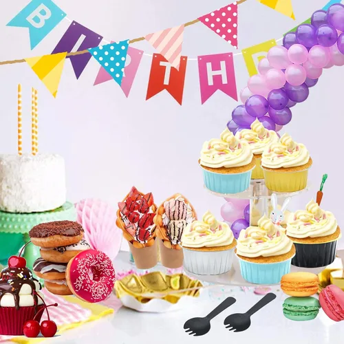 Vista 6 de Mini tazas de papel de aluminio para hornear cupcakes con tapas (30 unidades, 5 onzas), forros redondos de papel de aluminio para cupcakes, soporte
