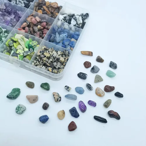 Vista 7 de Cuentas de piedras preciosas para hacer joyas DIY, cristales de energía curativa con pulido, cuentas irregulares trituradas con forma irregular
