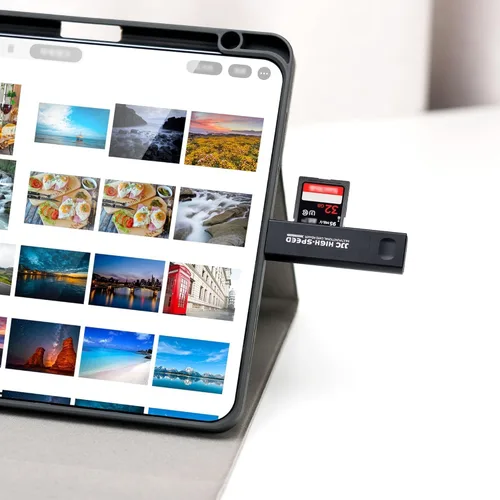 Vista 7 de Lector de tarjetas SD para iPhone/ipad/MacBook, múltiples conectores de luz y USB-C 3.0 y USB-A 2.0 memoria SD TF lector de tarjetas SD TF lector