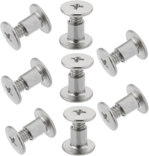 Vista 2 de Aicosineg 20 tornillos Phillips M5x6mm de fijación para cinturón, hebilla de acero al carbono, cabeza cruzada, tornillos Chicago, cierre de cuero