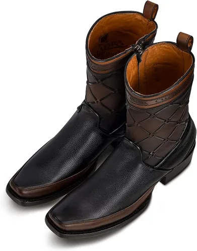 Vista 9 de Cuadra Botas de hombre en piel bovina con cremallera negra