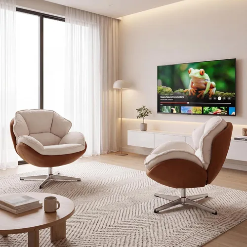 Vista 3 de BESTANO Silla giratoria de acento tapizada de chenilla, moderna silla de sala de estar con respaldo, base de metal de 360 grados, silla de lectura