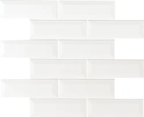 Vista 8 de MSI Azulejo de mosaico montado en malla de ladrillo de cerámica biselado blanco antiguo para salpicaduras de cocina, pared de baño, pared de acento