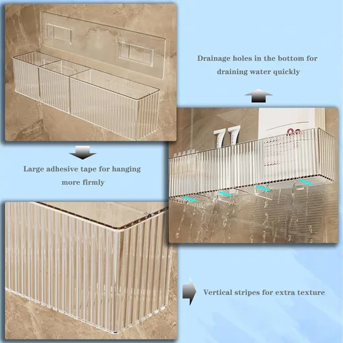 Vista 4 de Paquete de 2 organizadores de maquillaje de baño, organizadores de baño transparentes y almacenamiento con 3 compartimentos, organizadores