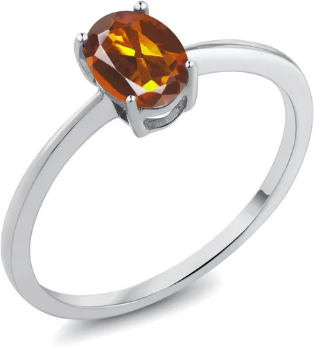 Vista 30 de Gem Stone King Anillo de compromiso solitario con piedra preciosa de oro blanco de 10 quilates, ovalado, 0.27 x 0.19 pulgadas, anillo de promesa