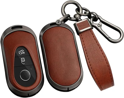 Vista 10 de ontto Llavero de cuero compatible con Mercedes-Benz 2020 en adelante, llavero de metal para Benz Clase S, Clase G, Clase E, color negro