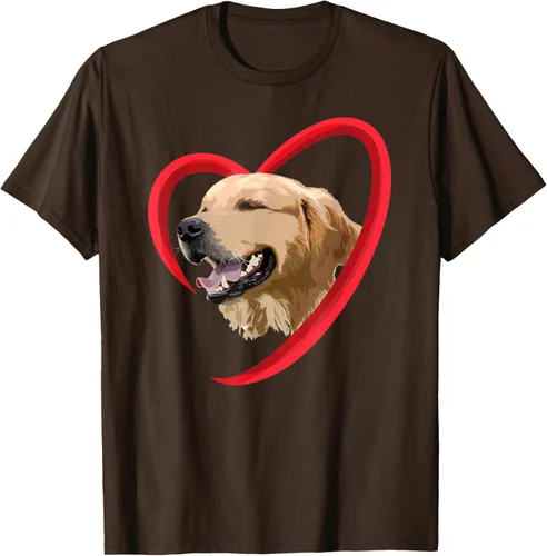 Vista 4 de Golden Retriever Corazón, regalo para ella, camiseta del día de San Valentín, Negro