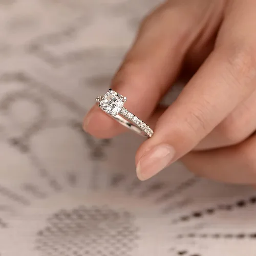 Vista 5 de SEIARA Anillos de compromiso de moissanita para mujer, anillos de promesa para ella, anillos con comodidad clásica y anillo de compromiso