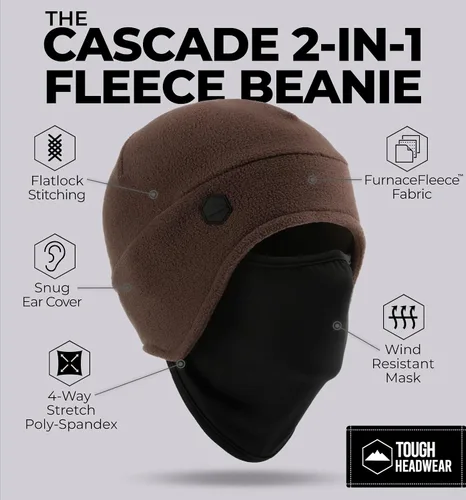 Vista 16 de Tough Headwear Skull Cap with Mask Men, Winter Running Gear, Motorcycle Winter Gear, Helmet Liners, Ski Hat, Thermal Beanie