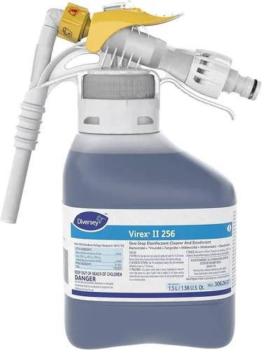 Vista 12 de VIREX Diversey II 256 04331. Disinfectant Cleaner Concentrate, Multi-Surface for Home & Commercial Use, Odor Control, Mint Scent, AccuMix Bottle, 32