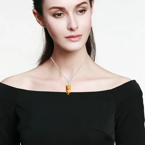 Vista 5 de Juego de 6 pares de aretes colgantes de resina para mujeres y niñas, divertidos aretes de gato estéticos de animales de dibujos animados