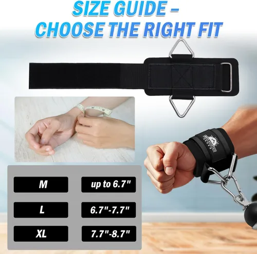 Vista 2 de Puños ajustables para muñeca de neopreno con correas acolchadas para equipos de entrenamiento de fuerza con máquinas de cable