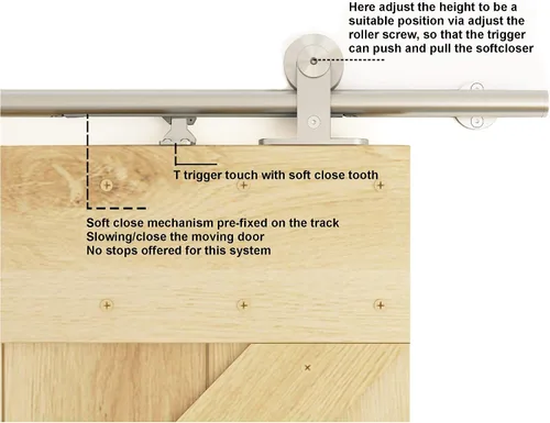 Vista 6 de DIYHD Kit de riel de acero inoxidable cepillado con cierre suave integrado de 6 pies para puerta de granero de estudio Dual dampers, quiet