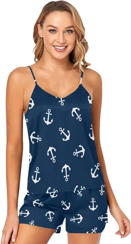 Vista 5 de KLL Hot Dog - Conjunto de pijama corto sin costuras para mujer, 2 piezas, ropa de dormir suave