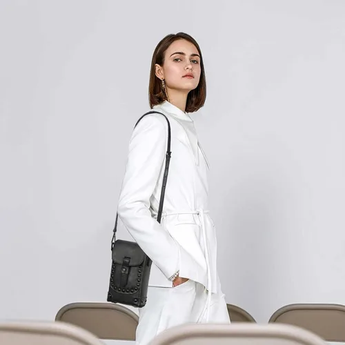 Vista 2 de Montana West Bolsos cruzados para mujer, tamaño mediano, de cuero auténtico, bolso de viaje, múltiples bolsillos con cremallera