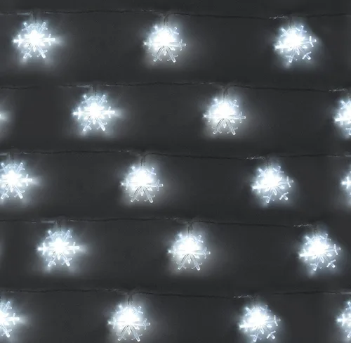 Vista 6 de Holiday Essence - Cadena de luces de Navidad en forma de copo de nieve, 50 luces LED blancas frías, 8 modos, 25 pies, juego de luces