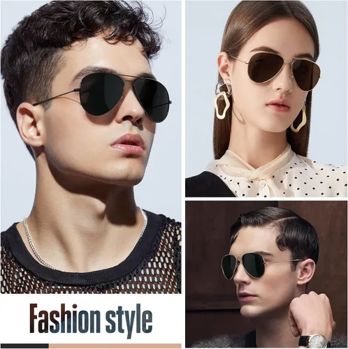 Vista 2 de kunchu Classic Aviator Sunglasses for Men Womens Sunglasses Driving Polarized Sunglasses UV 400 Lens Protection