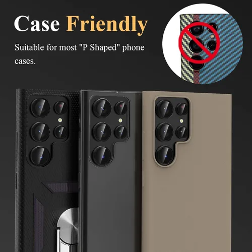 Vista 6 de YWXTW para Samsung Galaxy S23 Ultra Protector de lente de cámara, Protector de pantalla de lente de cámara de vidrio templado con anillo metálico