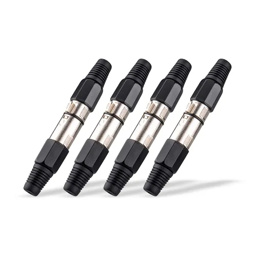 Vista 6 de MAD OWL Paquete de 4 conectores XLR de 3 pines – Cannon XLR DMX hembra macho adaptador, montaje en panel, conector de cable de micrófono para luz