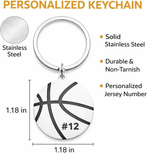 Vista 2 de Infinity Collection - Llavero de baloncesto grabado personalizado, regalo personalizado, joyería, jugador, equipo y entrenadores