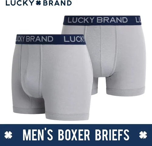 Vista 3 de Lucky Brand Mens Boxer Briefs - 3 Pack Cotton Underwear For Men, 5" Inseam Aleación/Super Sonic/Azul Azure
