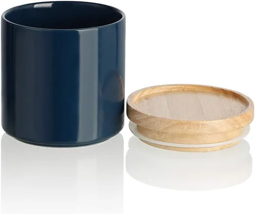 Vista 35 de Recipientes de cocina Sweejar, tarro de almacenamiento de cerámica para alimentos, recipientes apilables con tapa hermética de madera para servir