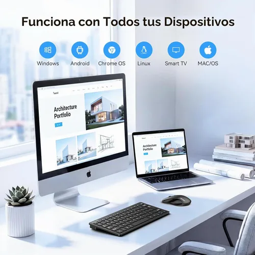 Vista 7 de TECKNET Combo de Teclado y Ratón Inalámbrico, Mini Teclado de Computadora Inalámbrico y Conjunto de Ratón 2.4GHz, 1600 DPI Ajustable Silencioso Negro