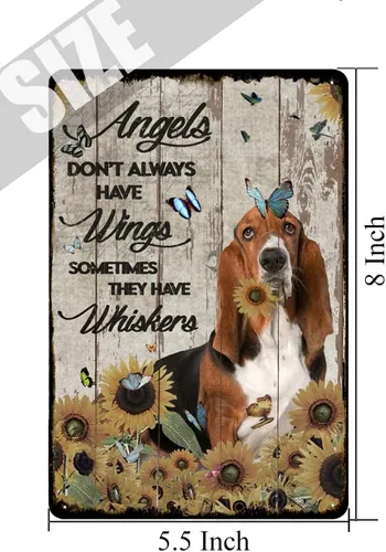 Vista 5 de Cartel de hojalata vintage con texto en inglés «Angels Don't Always Have Wings Sometimes They Have Whiskers»