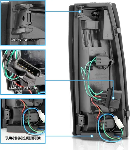 Vista 6 de AmeriLite - Juego de luces traseras de tubo LED tipo C para Chevy GMC C/K 1988-1999 tamaño completo, Tahoe Suburban, lado del pasajero y del Negro